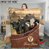 Joycorners Cattle Cow Farm Barn Landscape Leather Weave Pattern Personalized Name Blanket (10 Breeds)