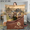 Joycorners Cattle Cow Farm Barn Landscape Leather Weave Pattern Personalized Name Blanket (10 Breeds)