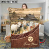 Joycorners Cattle Cow Farm Barn Landscape Leather Weave Pattern Personalized Name Blanket (10 Breeds)