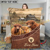Joycorners Cattle Cow Farm Barn Landscape Leather Weave Pattern Personalized Name Blanket (10 Breeds)