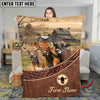 Joycorners Cattle Cow Farm Barn Landscape Leather Weave Pattern Personalized Name Blanket (10 Breeds)