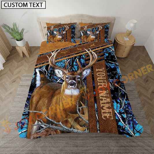 Joycorners Deer Hunting Rustic Blue Forest Bedding Set 3D All Over Printed