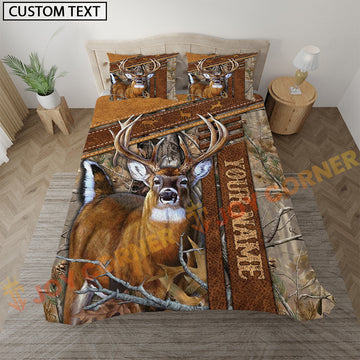 Joycorners Deer Hunting Rustic Grass Brown Forest Bedding Set 3D All Over Printed