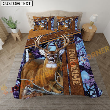 Joycorners Deer Hunting Rustic Purple Forest Bedding Set 3D All Over Printed
