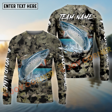 Joycorners Atlantic Salmon Fishing Camouflage Customize Name 3D Shirts