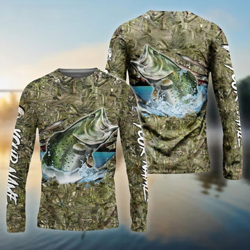 Joycorners Bass Fishing Camouflage Customize Name 3D Shirts