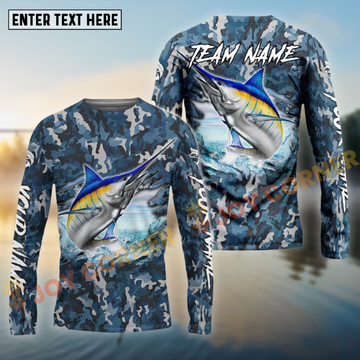 Joycorners Blue Marlin Fishing Camouflage Customize Name 3D Shirts
