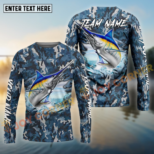 Joycorners Blue Marlin Fishing Camouflage Customize Name 3D Shirts