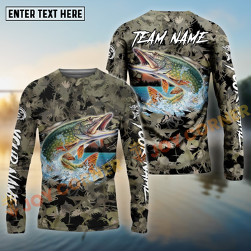 Joycorners Pike Fishing Camouflage Customize Name 3D Shirts