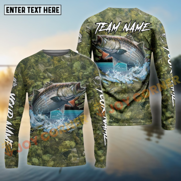 Joycorners Stripe Bass Fishing Camouflage Customize Name 3D Shirts