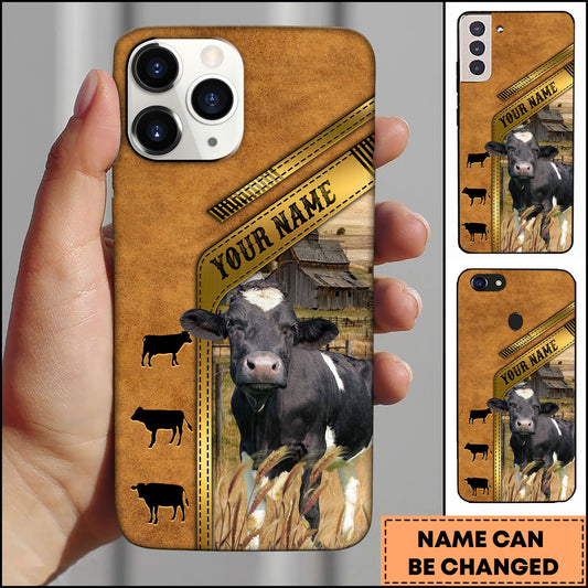 Joycorners Holstein Rustic Barn Leather Strap Design Personalized Name 3D Phone Case