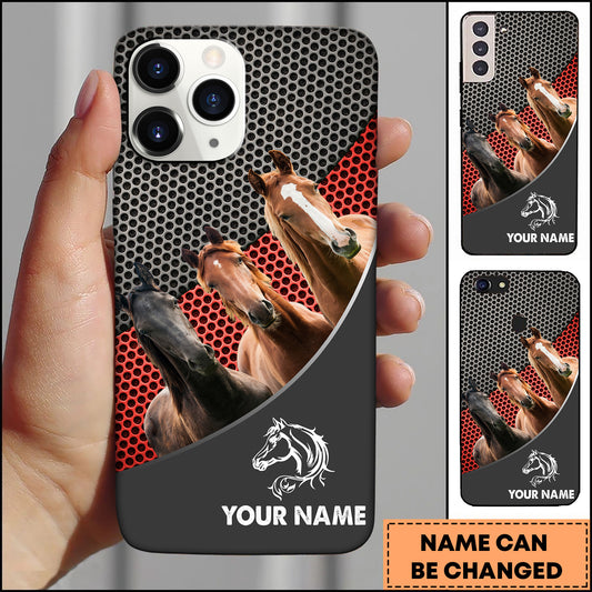 Joycorners Horse Cattle Industrial Mesh Red Accent Design Personalized Name 3D Phone Case