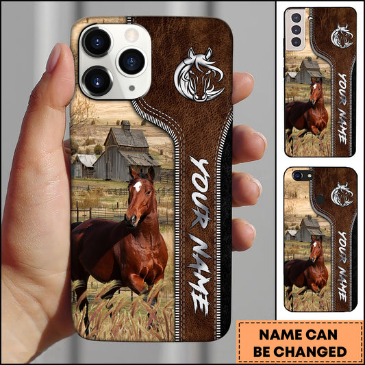 Joycorners Horse Western Leather Embossed Pattern Personalized Name 3D Phone Case