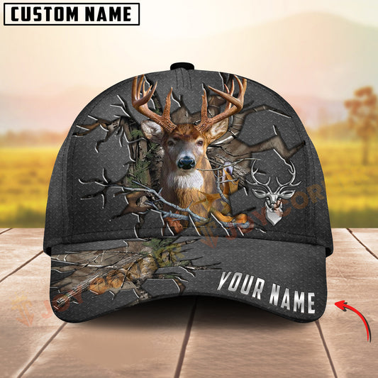 Joycorners Deer Hunting Cap Crack Camo Forest Personalized Name 3D Cap (4 Colors)