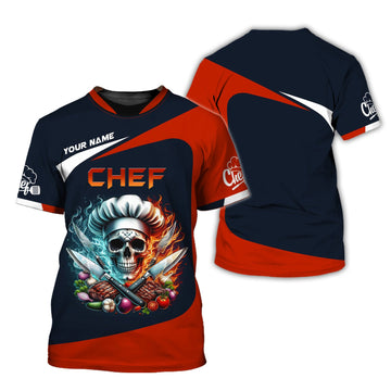 Joycorners Personalized Chef Skull Shirt - Unleash Your Culinary Passion MT2509