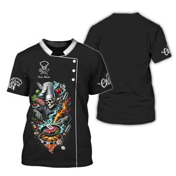 Joycorners Personalized Chef Skeleton Shirt - Cook in Style with a Fiery Flair MT2509