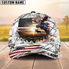 Joycorners Hunting American Flag Moose Sunrise Farm Scene Camo Custom Name 3D Cap  (6 Colors)
