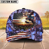 Joycorners Hunting American Flag Moose Sunrise Farm Scene Camo Custom Name 3D Cap  (6 Colors)