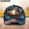 Joycorners Hunting American Flag Moose Sunrise Farm Scene Camo Custom Name 3D Cap  (6 Colors)