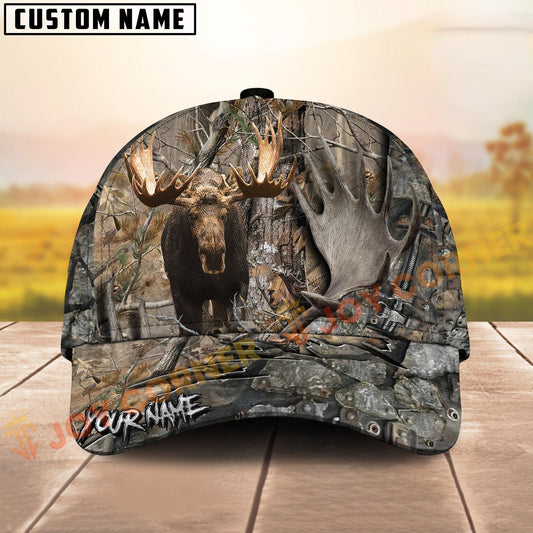 Joycorners Moose Hunting Hunter Antlers Skull Camo Custom Name 3D Cap (7 Colors)