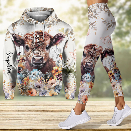 Joycorners Highland Cow Floral - Personalized Hoodie and Leggings LM2811