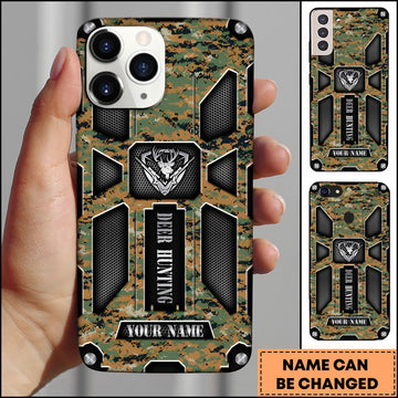 Joycorners Hunting Phonecase Woodland Digital Camo Military Tactical Deer Logo Personalized Name 3D Phone Case