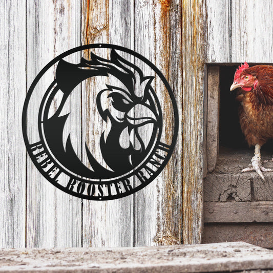 Joycorners Personalized Round Mean Chicken/Rooster Farm Metal Sign-Rooster Metal Decor LM0110