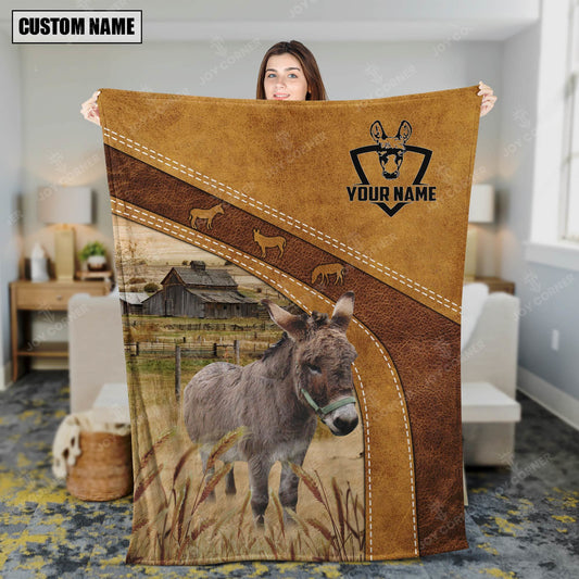 Joycorners Personalized Name Miniature Donkey Brownie Background Blanket