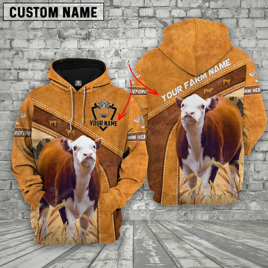 Joycorners Personalized Name Farm Mini Hereford Cattle Hoodie TT8