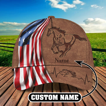 Joycorners Horse Patriot Customized Name Cap