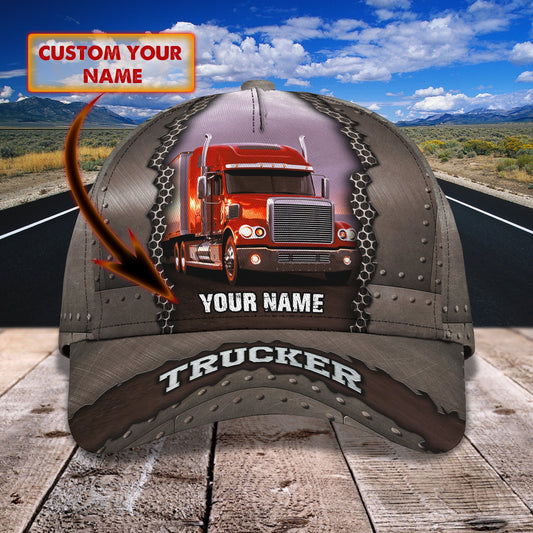 Joycorners Red Trucker Customized Name 3D Cap