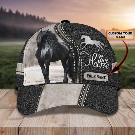 Joycorners Cool Black Horse Pattern Customized Name Cap