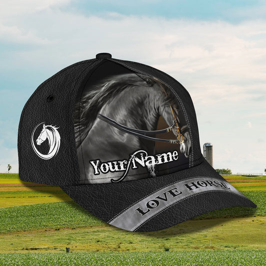 Joycorners Black Horse Customized Name Cap