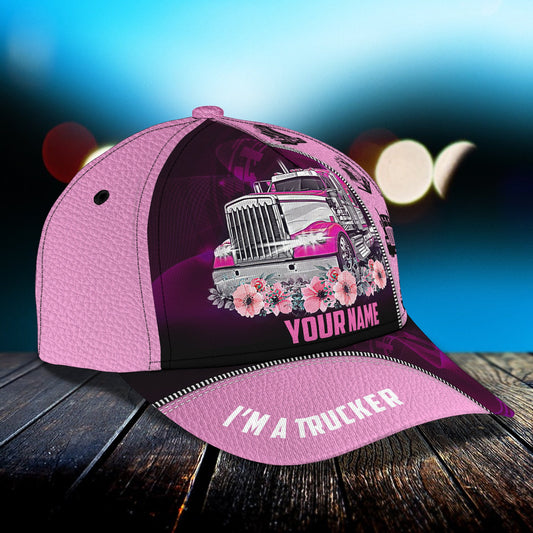 Joycorners Trucker Girl Customized Name 3D Cap