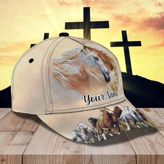 Joycorners Jesus and Horse Pattern Customized Name Cap