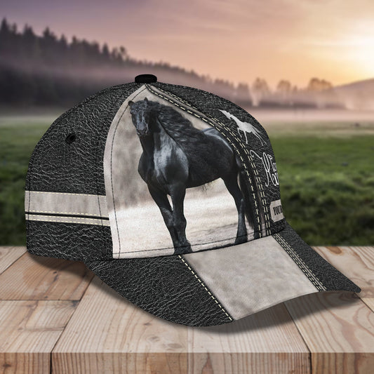 Joycorners Cool Black Horse Pattern Customized Name Cap