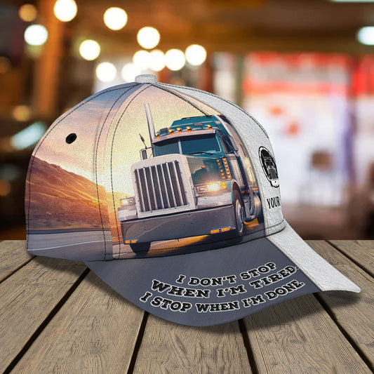 Joycorners Trucker Don't Stop Customized Name 3D Cap