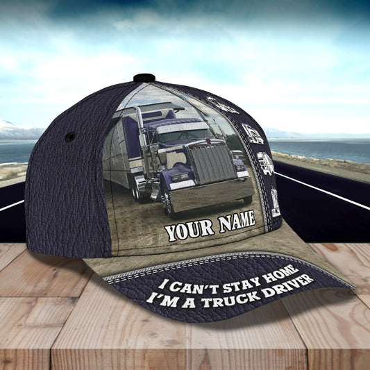 Joycorners  Cool Trucker Can't Stay Home Customized Name 3D Cap