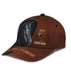 Joycorners Black Horse Brown Leather Pattern Customized Name Cap