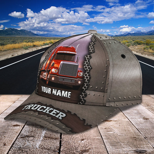 Joycorners Red Trucker Customized Name 3D Cap