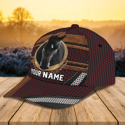 Joycorners Black Horse Customized Name Cap