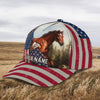 Joycorners Horse And Eagle American Flag Customized Name Cap