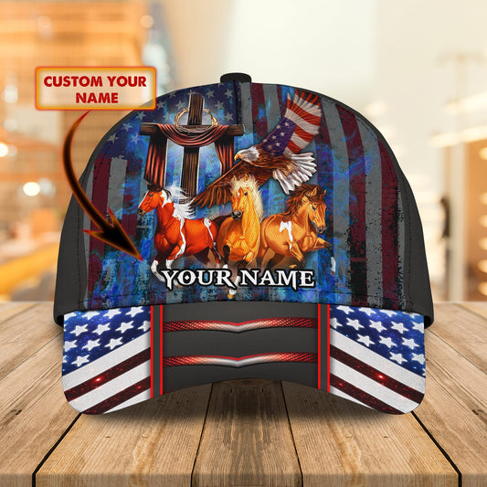 Joycorners American Horses Customized Name Cap