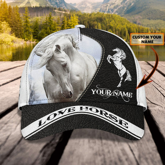 Joycorners White Horse Customized Name Cap