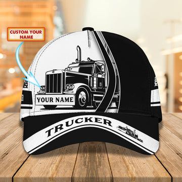 Joycorners Trucker BnW Customized Name 3D Cap