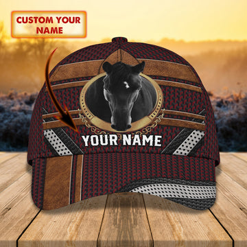 Joycorners Black Horse Customized Name Cap