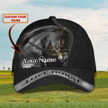 Joycorners Black Horse Customized Name Cap