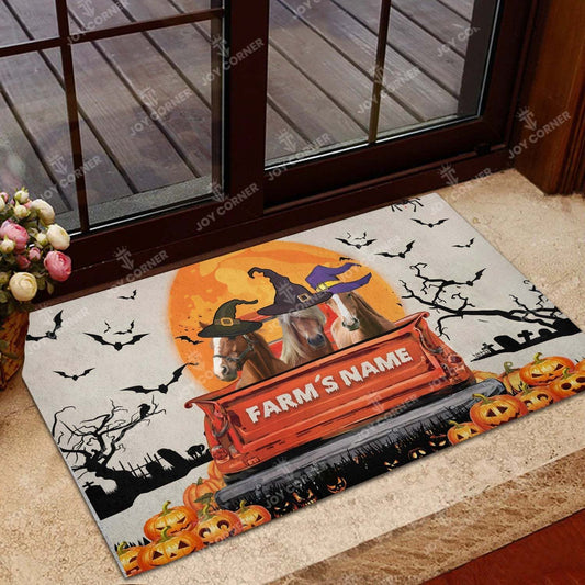 Joycorners Horse Halloween Truck Custom Name Doormat