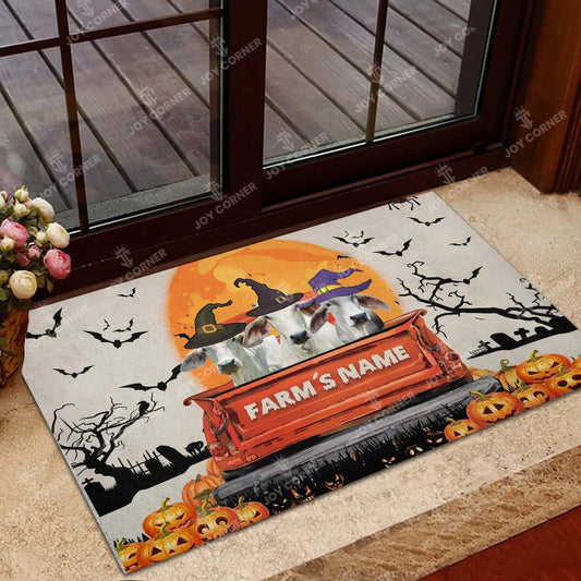 Joycorners Brahman Cattle Halloween Truck Custom Name Doormat