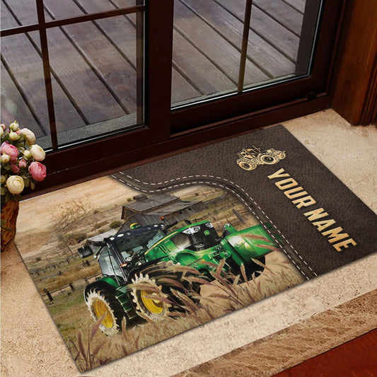 Joycorners Tractor Custom Name Leather Pattern Doormat